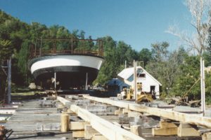 Saint Hull being slid onto the cradle